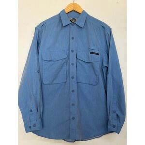 Vintage ExOfficio Adventure Travel Shirt Blue Fishing Hiking Vented Long Sleeve